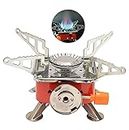 MKgrovv 2800W Portable Lightweight Stainless Steel Square Folding Camping Mini Butane Cooking Gas Stove Burner Furnace With Storage Bag (Red)