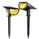 JESLED Solar Landscape Spot Lights, Warm White Solar Outdoor Garden Tree Light Dusk to Dawn, IP67 Waterproof Solar Powered 2-in-1 Wall and Flood Light for Yard Patio Garden Path Porch Walkway 2-Pack