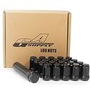 GAsupply 20pcs Black 12x1.5 Lug Nuts, Closed End Acorn Spline Tuner Lug Nuts 1.38" Tall Conical/Cone Seat for Aftermarket Wheels, Pack of 20+1 Socket Key