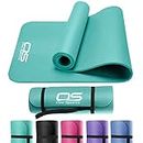 OZE SPORTS Yoga Mat Exercise NBR Fitness foam mat Extra Thick Non-Slip Large Padded High Density ideal for HiiT Pilates gymnastics mats Fitness & Workout with Free Carry Strap (Teal)