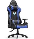 Racingreat Gaming Chair, Office Chair, Computer Chair, Sturdy PC Swivel Chair, Ergonomic Design with Cushion and Reclining Backrest (Black/Blue)