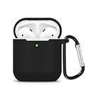 DGBAY for Apple AirPods 1/2nd Silicone Waterproof Case Shock Proof Protecitive Cover with Keychain,Resistant Cover Case for Apple AirPods,iPhone XR/XS/XS MAX (Black)