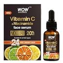 WOW Skin Science Brightening 20% Vitamin C Face Serum | Boost Collagen and Elastin for Anti aging, Skin Repair | For Dark Circles, Fine Lines | Glowing Skin | Hydrates | 15 ml