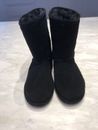 Bearpaw Ugg Boots, Black, Size 7, Suede Upper & Sheep Skin Lined, Rubber Soles