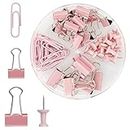 Rumyve 72PCS Binder Clips and Push Pins Set - Office Supplies Kit with Storage Box, Ideal for Home, School, and Office Use(Pink)