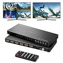 HDMI Multiviewer Switch 4x2 with PIP, PORTTA Quad Multi-Viewer Seamless Switcher 4 in 2 Out with Toslink, 3.5mm Audio Output Support 1080p, 6 Viewing Modes, Downscaler Compatible with PS4, PC, DVD