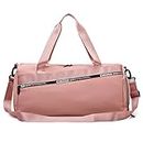 MEZON Gym Bag for Women and Men Workout Bag for Sports and Weekend Getaway Waterproof Duffle Bag with Shoe and Wet Clothes Compartments (Pink)