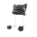Grunge Beanies Crochet Knitted Hats for Women Girls Fox Cat Ear Goth Emo Alt Y2K Accessories Grunge Clothes Black