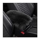 Center Console Cushion Pad/Cover, 11.4"x7.4" Furry Armrest Cover for Cars, Vehicles, SUVs, Premium Sheepskin Wool, Car Interior Accessories for Women (Black)