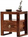 Varsha Furniture Solid Sheesham Wood Bedside Table for Bedroom | Handmade Pure Wooden Bed Side Nightstand End Table with 1 Drawers & 1 Open Storage for Home & Bed Room