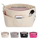 HyFanStr Purse Organizer Insert with Zipped Top for Tote Bag, Handbag Shaper with 13 Pockets, Beige M