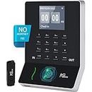 NGTeco Fingerprint Time Clock, W2 Biometric Employee Time Attendance Machine for Small Business and Office, Finger Scan, Automatic Punch, LAN WiFi, App for iOS/Android (0 Monthly Fee)