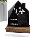 WiFi Sign - WiFi Sign Password, Acrylic WiFi Sign | Photo Block Holder Freestanding Sign, WiFi Board Pattern Password Sign, Writable WiFi Password Sign Board for Home Store Table Decor