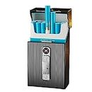 OLDENDO Cigarette Case with Dual Arc Lighter USB Rechargeable, Cigarettes Box Holder King Size Portable Pack Hold 20 Regular Size Cigarettes (Black)