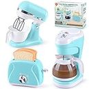 PLAY Kitchen Appliances Toys, Kids Play Kitchen Accessories Set,Pretend Kitchen Toys for Kids Ages 4-8,Coffee Maker,Mixer,Toaster That Works, for Girls Ages 3+