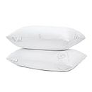 MY ARMOR Microfiber Bed Pillow Set of 2 for Sleeping with Removable Zipper Cover, 26x17 Inches, White
