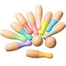 Wooden Bowling Set for Kids, Wooden Toddler Toys Bowling Set, Toddler Indoor or Outdoor Sports Games & Toys for Baby Boys Girls Ages 3-7 Years Old,12Pcs Wood Bowling Pins and Balls