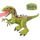 FunBlast Remote Control Dinosaur Toy - 360 Degree Rotating Robotic Jumbo Size Dinosaur Toy with Realistic Sound and Smoke Spray, Walking Dinosaur with Light and Sound for 3+ Years Old Kids (Green)