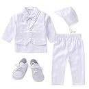 Booulfi Baby Boy's 5 Pcs Set Christening Baptism Outfits Long Sleeve Suit