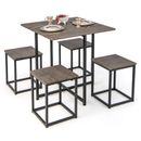 5-Piece Dining Table Set Square Kitchen Table Set W/ Stools for Small Spaces