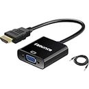Sounce HDMI to VGA Gold Plated High-Speed 1080P Active HDTV HDMI to VGA Adapter Converter Male to Female with Audio and Micro USB Charging Cable, (Black)