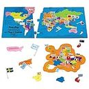 Imagimake Mapology World Flags & Capitals Jigsaw Puzzle |75 Multi-Colored Country-Shaped Pieces | Birthday Gift for Boys and Girls| Educational Toys for Kids 5 Years | World Map Puzzle
