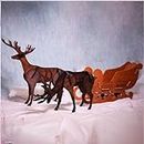 CRIB FACTORY Two Deers with Santa Sleigh (57cm Height) Plywood | Christmas Outdoor Decoration