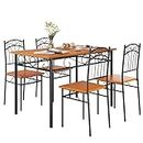 SogesGame 5-Piece Dining Table Set,47.2 Inch Kitchen Table Set for 4,Dining Set with 4 Chairs Breakfast Table Set for Kitchen Dining Room Restaurant,Teak