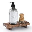 Wood Pedestal Soap Stand, Farmhouse Wood Riser, Soap Dish Holder/Tray Counter Decor for Bathroom Kitchen, Rustic Candle Plant Holder, Display Rectangular Decorative (Antique Walnut)
