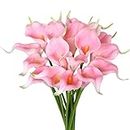 Nubry 30pcs Artificial Calla Lily Flowers Fake Real Touch Calla Lily Flower for Bridal Wedding Bouquet Arrangements Centerpieces Home Decoration (Pink)