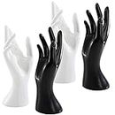 Okllen 4 Pack Female Mannequin Hand, Hand Ring Display Stand Jewelry Organizer Bracelet Bangle Necklace Holder for Hand Chain, Finger Ring, Glove, White & Black, Right Hands