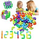 Toy Imagine™ 50+ Pipe-Shaped Puzzle Building Blocks for Preschool Kids | Creative Educational Plastic Water Pipe toys | Intelligent Blocks Set | Learn with Fun | Rounded Edge.(Big,Multicolor)3-8 years