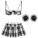 VicSec Women Lace Garter Lingerie Set with Heart Nipple Cover & Stockings, Quarter Cup Bra Teddy Naughty Babydoll Strappy Bra and Panty Set Nightwear