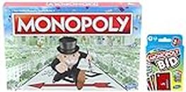 MONOPOLY Board Game & MONOPOLY Bid Game, Quick-Playing Card Game for 4 Players