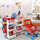 24 PCS Kids Supermarket Store Pretend Play Set Shopping Trolley Food Cash Toys