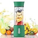 XVersion 500ML Wireless Portable Personal Blender with Carrying Strap High Speed 6-Blades Smoothie Maker Mixer Shakes Juicer Machine for Office Gym Outdoor & Home (Green)