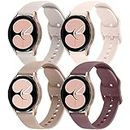 TEWIN Bands Compatible with Samsung Galaxy Watch 4 Bands 40mm 44mm, Galaxy Watch 4 Classic Band 42mm 46mm Women Men, 20mm Soft Silicone Sport Replacement Strap for Samsung Watch 4/5 Bands (Starlight+Smoke Purple+Milk Tea+Pink)