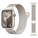 Original Patented Milanese Loop Compatible with Apple Watch Straps 38mm 40mm 41mm 42mm 44mm 45mm 49mm for Women Men, Magnetic Bands for iWatch Strap Series 9 8 7 6 5 4 3 SE Ultra 2 1, Starlight