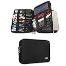 BUBM Electronic Accessories Travel Organizer, Universal Double Layer Travel Gear Organizer for iPad Mini, Storage Bag for Phones, USB Cables, Power Banks, Memory Cards, Hard Disk (Medium, Black)
