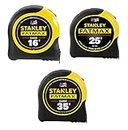 Stanley 33-716-33-725-33-735 16ft., 25ft. and 35ft. Fatmax Classic Tape Measure Value Pack, Yellow/Black