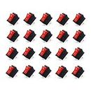 Electronic Spices (20psc) Small Mini Boat On/Off Rocker Switch Snap-in 2-Pin Red Plastic Button