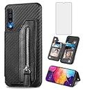 Phone Case for Samsung Galaxy A50 A50S A30S Wallet Cover with Screen Protector and Zipper Credit Card Holder Stand Leather Cell Accessories Glaxay A 50 50S 30S Gaxaly S50 50A SM A505G Women Men Black