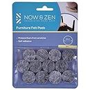 Now & Zen Self Adhesive Round Furniture Felt Pads for Hard Surfaces - Non-Scratch Heavy Duty Furniture Leg Guards (20 MM - Pack of 12, Dark Grey)