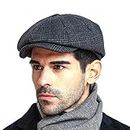 PanPacSight Men's Wool Blend Vintage Newsboy Gatsby Hat Flat Ivy Cabbie Autumn Winter Cap (L/XL)