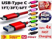 USB Type C Fast Charging Charger Cable Samsung Galaxy S8 S9 S21 Ultra 5G Note 20
