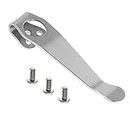 1 Piece Knife Pocket Back Clip, 3-hole Titanium Alloy Deep Carry Pocket Clip with Screws for Spyderco C81 C10 C11, Silver