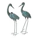 Bits and Pieces - Set of Two - Verdigris Garden Herons - Decorative Yard Art Accent for Outdoors Lawn and Patio Décor, Backyard Sculpture, and Decoration
