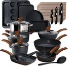 30 Piece Cookware Set Pots and Pans Set Kitchen Granite Non Stick Bakeware Set