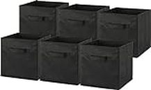 SimpleHouseware Foldable Storage Bins Cubes Organizer, 6 Pack, Black