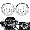 XMMT Chrome Flames Speaker Grills Accent Trim Cover for Harley Touring Electra Street Glide Road King & Trike 1996-2013